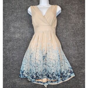 Yumi Women Cottagecore Prairie Floral Garden Fairy Wedding Fit Flare‎ Dress 8/10